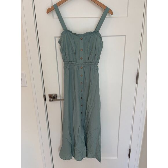 Women’s Button-Down Midi Sundress Sleeveless A-Line Beach Dress Size M NWT - Picture 3 of 8